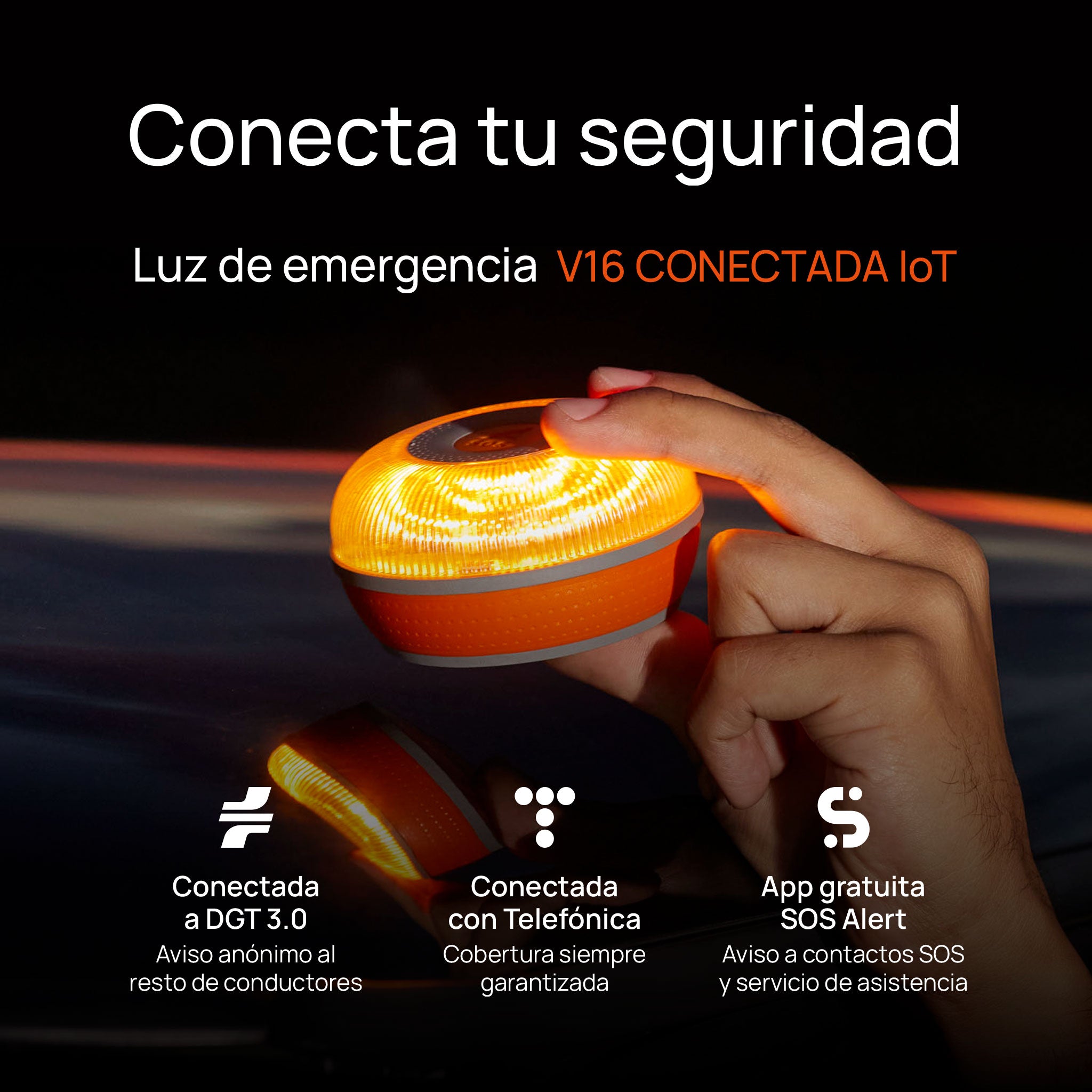 Luz de Emergencia Para Coche V16 Wikango Help Flash Led