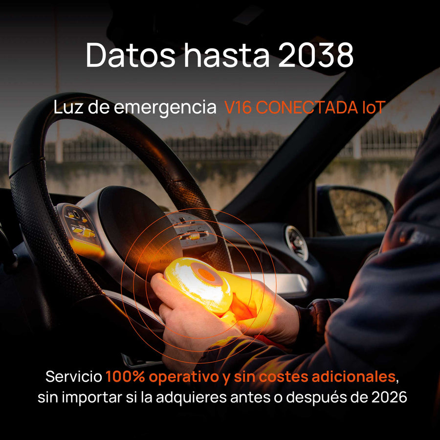 Jandei - Luz de emergencia V16 para vehículos homologada y autorizada DGT  HELP FLASH base imantada baliza emergencia