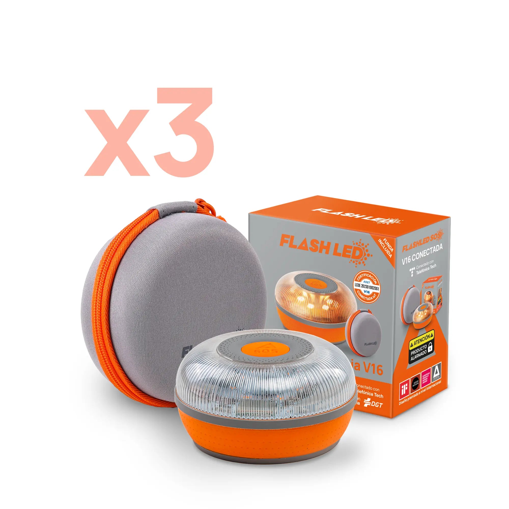 FlashLED SOS Beacon V16 Connected IoT Pack 3 units