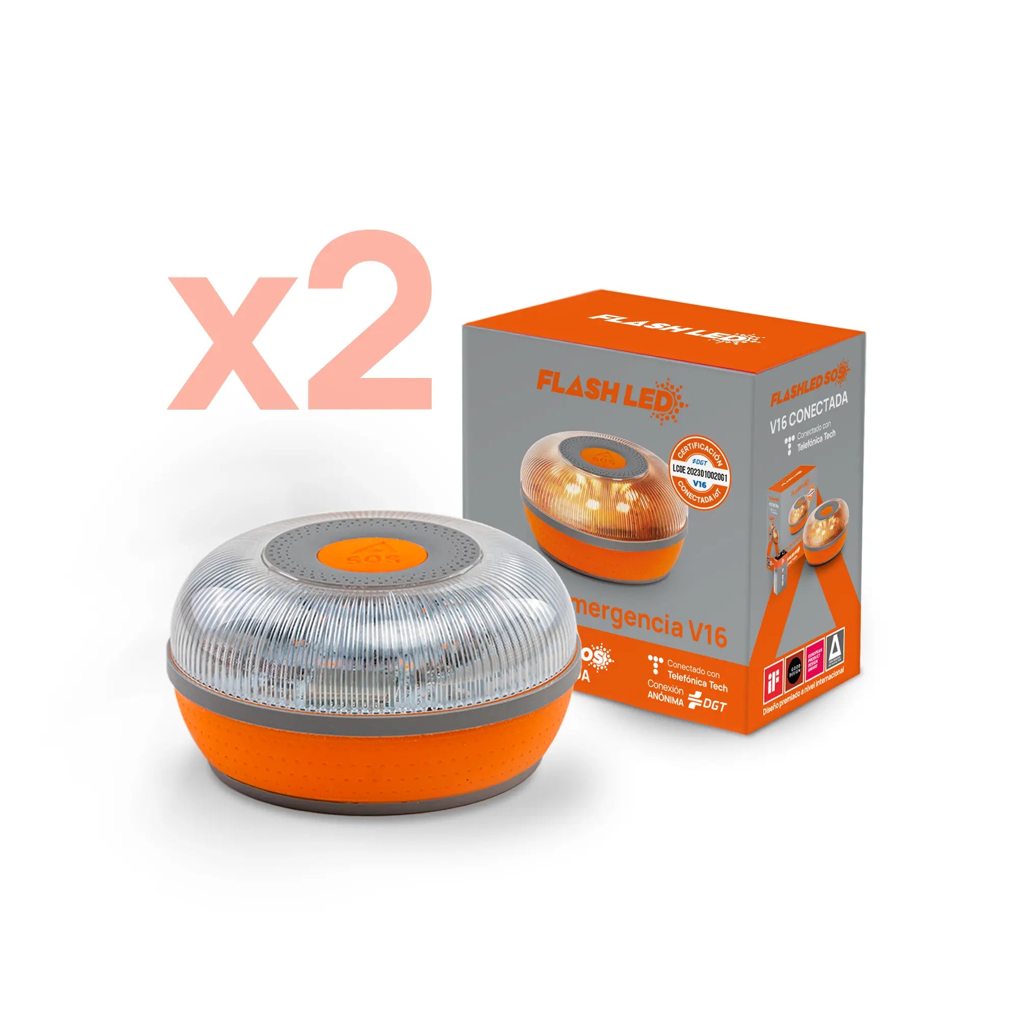 FlashLED SOS Beacon V16 Connected IoT Pack 2 units